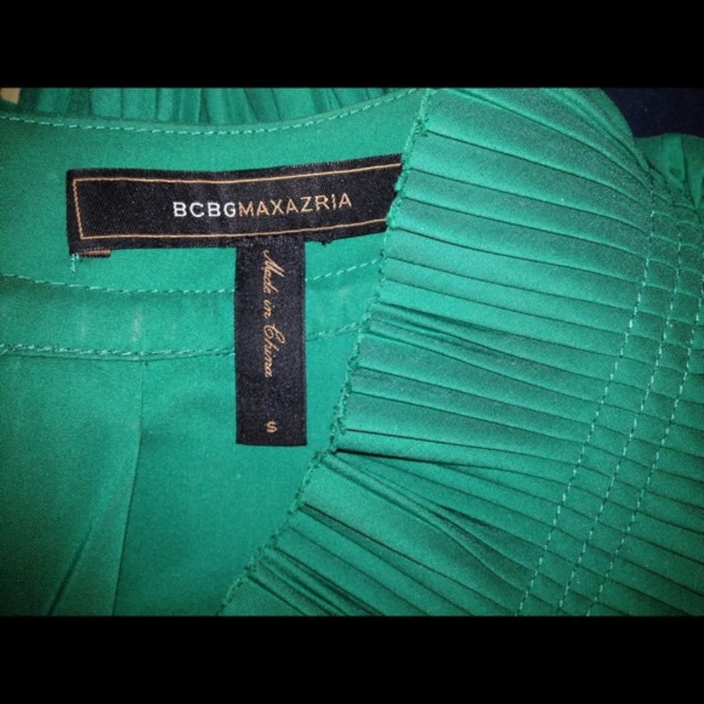 BCBG Green Ruffled Halter Dress