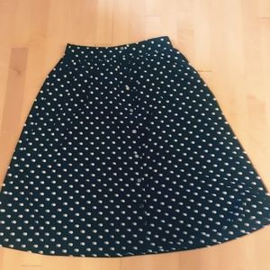 Polka Dot Button Up Midi Skirt