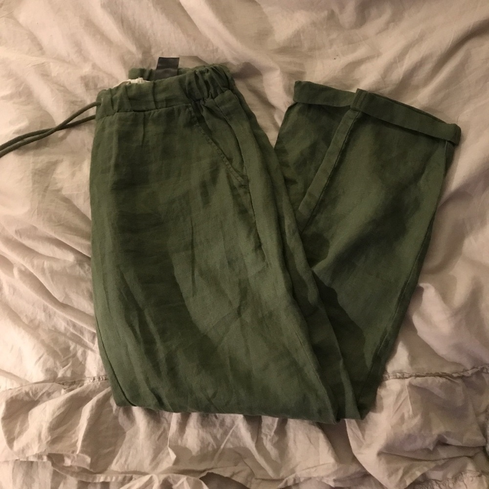 H&M green linen pants