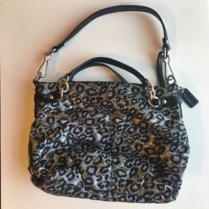 Sparkly silver cheetah print Coach purse