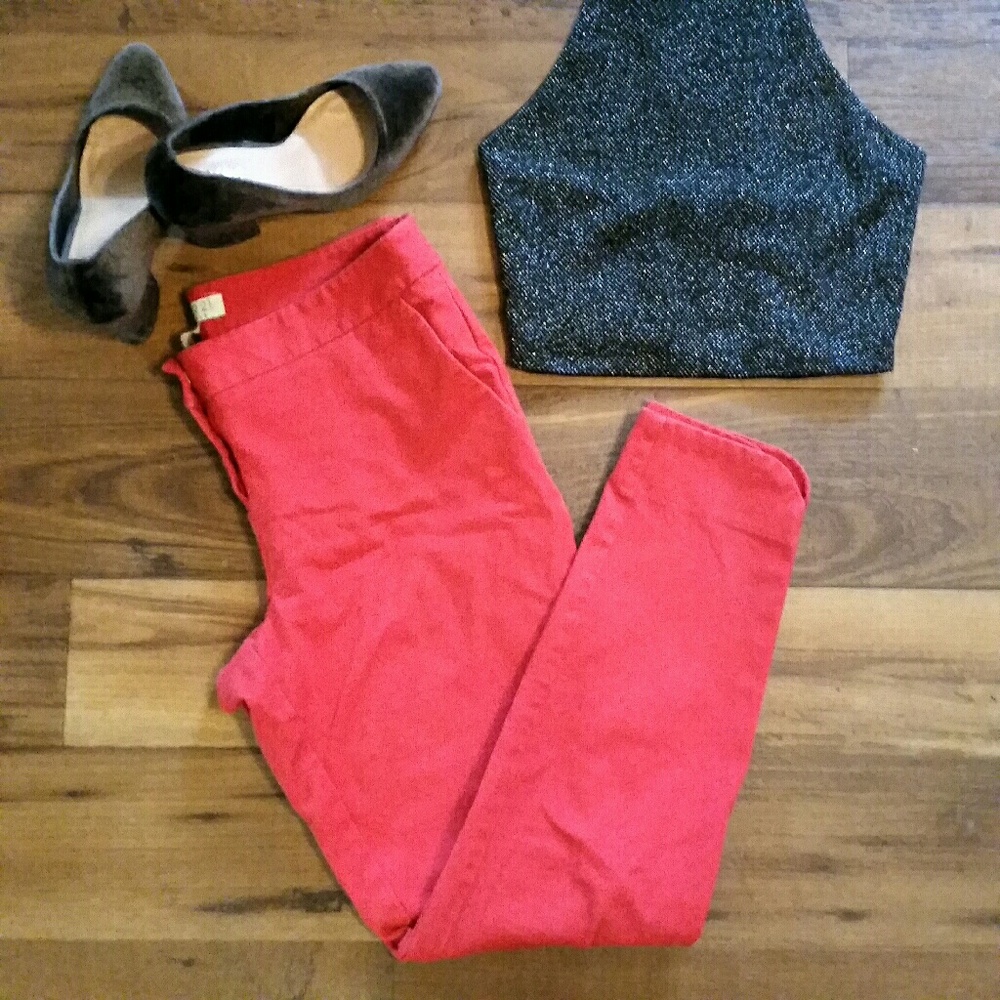 Fire Red High Waist Cropped Pants