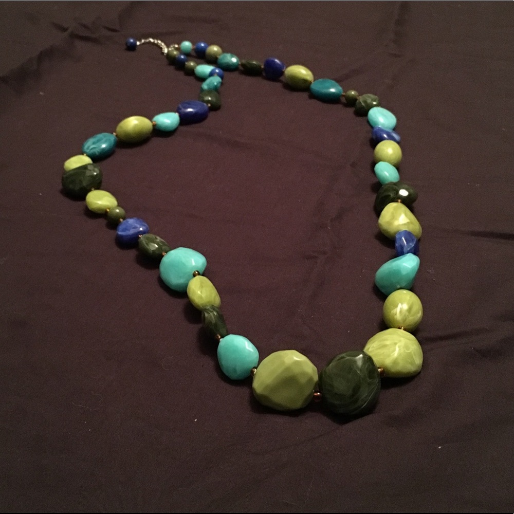 Beautiful long beaded necklace multi colored
