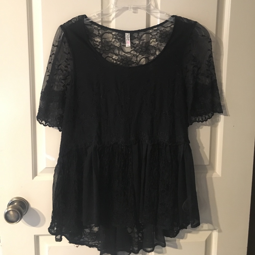Free People Black lace top