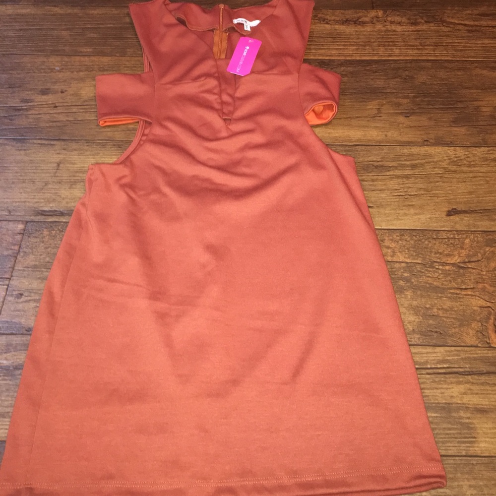 Sexy burnt orange slit dress