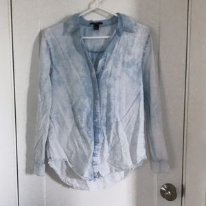 Distressed Chambray Top
