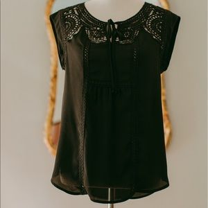 Anthropologie Meadow Rue Black Sleeveless Blouse