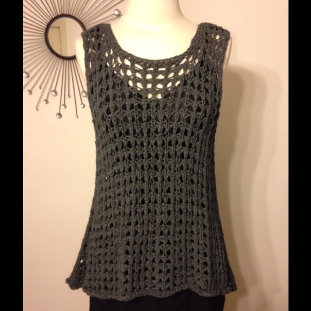 Pure Handknit Cotton Blend Crochet Top