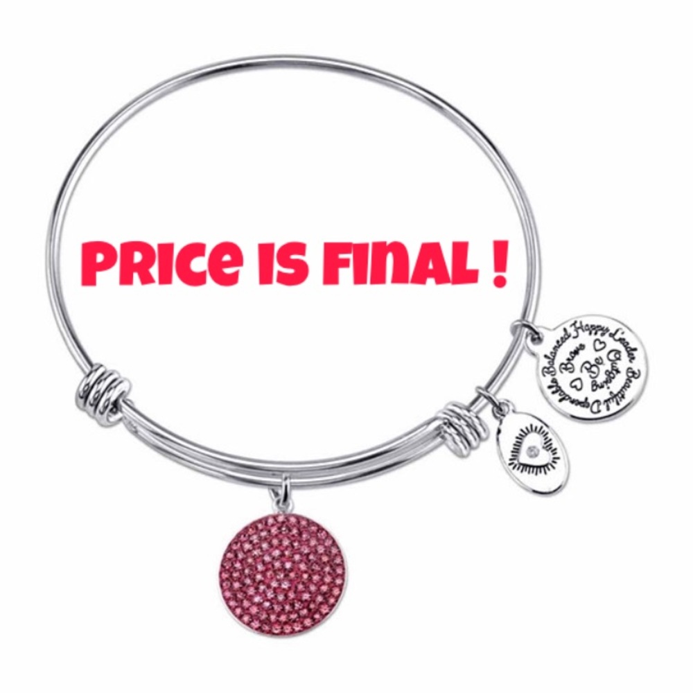 Footnotes Pink Silver Over Brass Bangle Bracelet