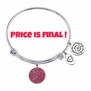 Footnotes Pink Silver Over Brass Bangle Bracelet