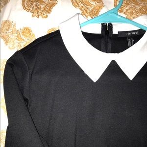 Black and white collared knee length dress 💖