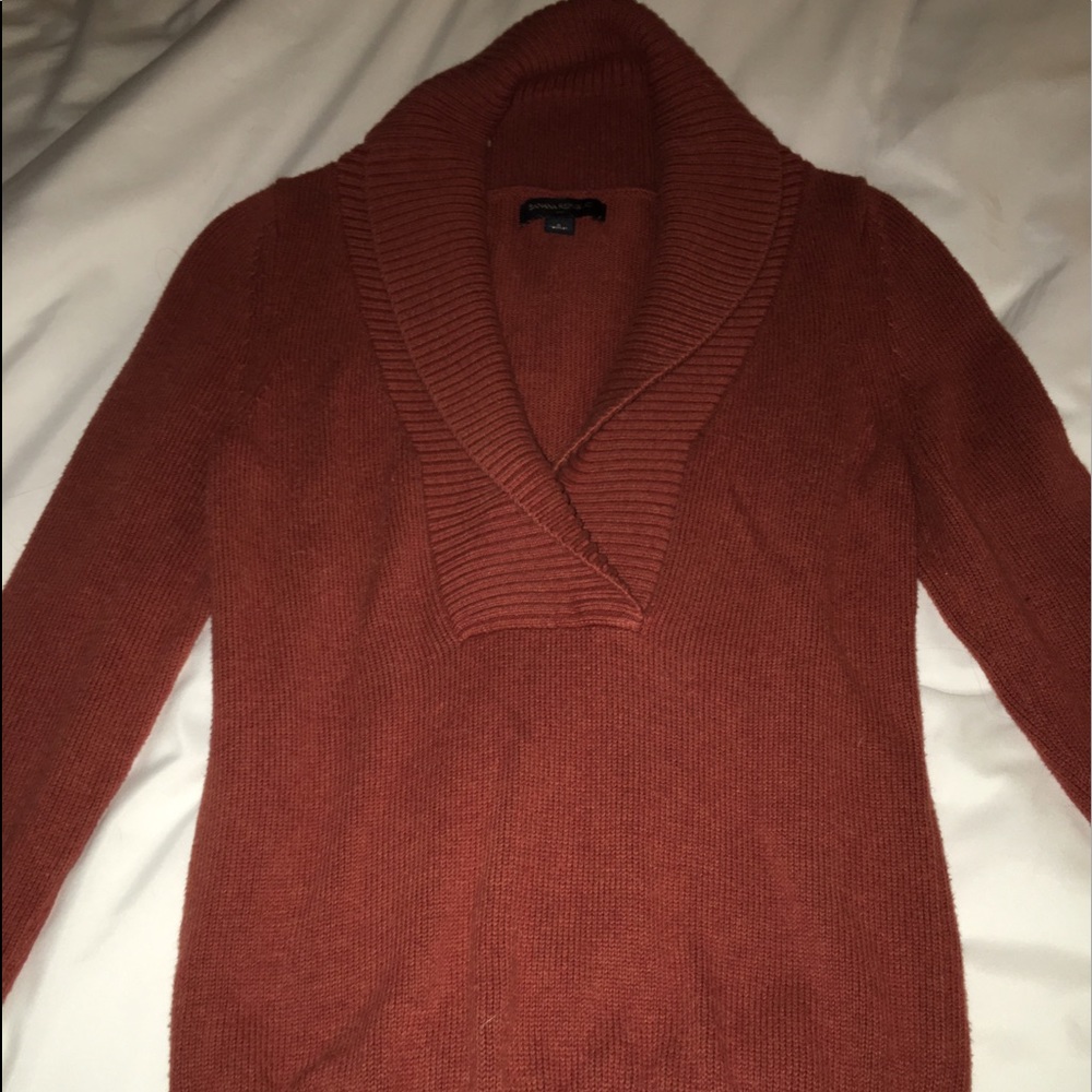 Cowl neck sweater.