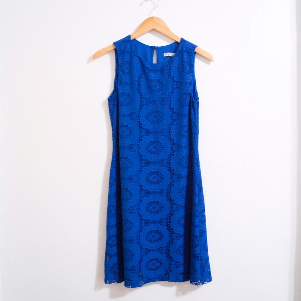 Blue crochet knit dress • Eliza J NWOT