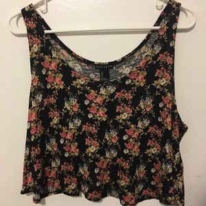 Floral crop top with split back