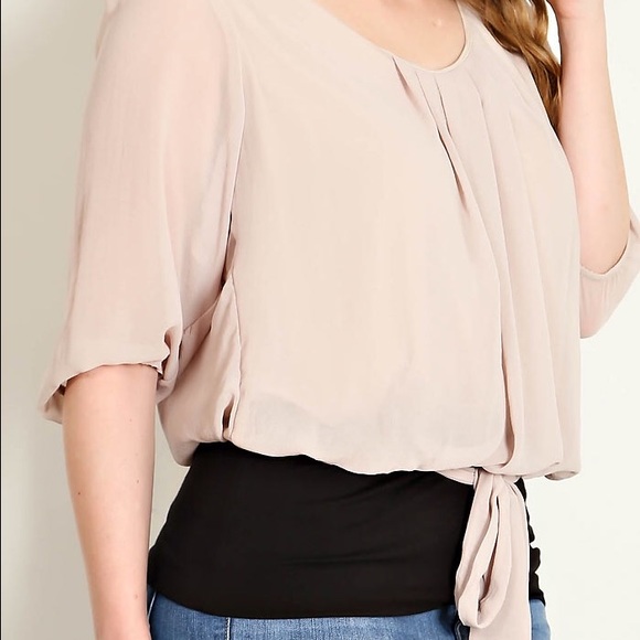 Plus Size Ribbon Tie Front Blouse - Picture 2 of 4