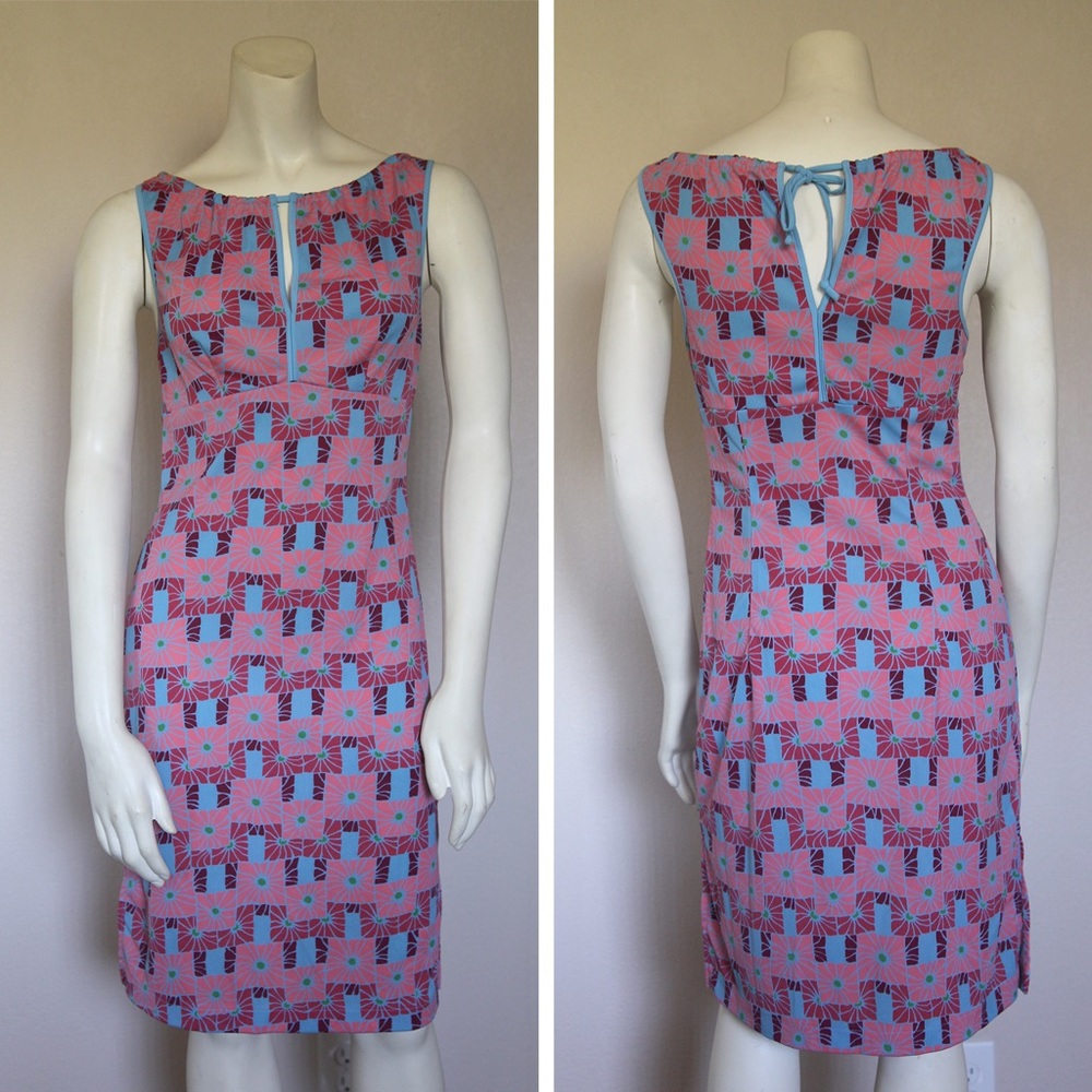 BCBG Sleeveless Baby Blue/Pink Floral Midi Dress