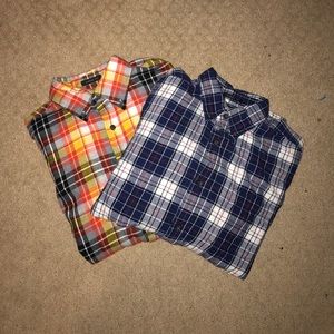 Two Men's S/M Longsleeve plaid shirt