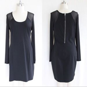 DKNY Black Sheer Long Sleeve Dress