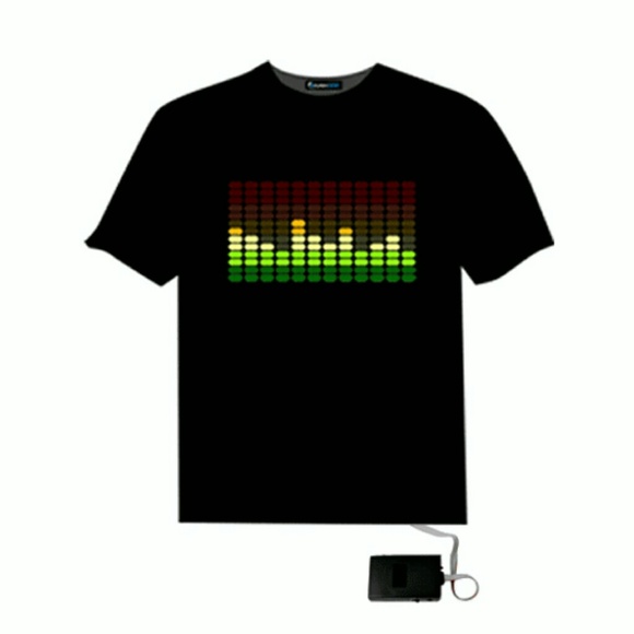 LED Sound Activated Light Up Equalizer T Shirt - S - Picture 1 of 3