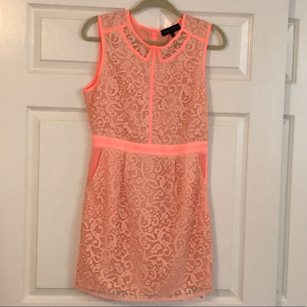 Cute peach dress with neon piping