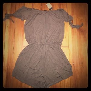 Olive green off the shoulders romper