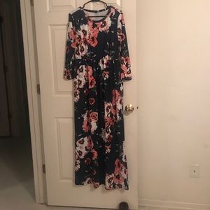 Floral Print Navy Maxi