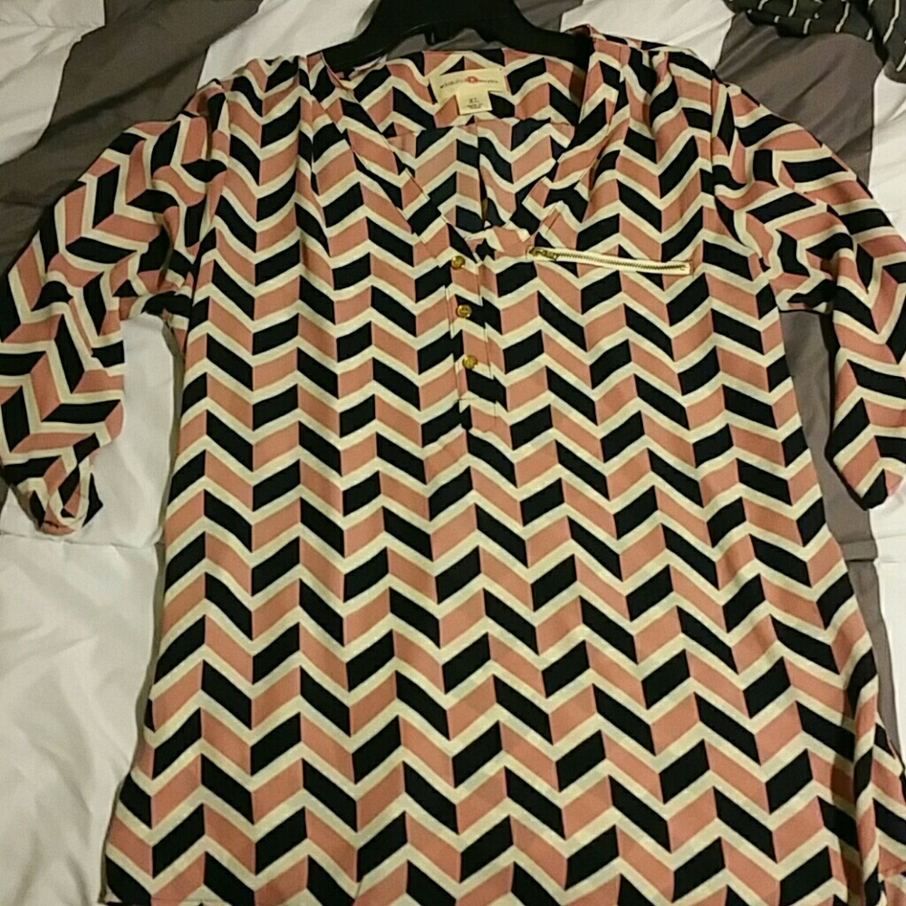 Pink blue and white blouse