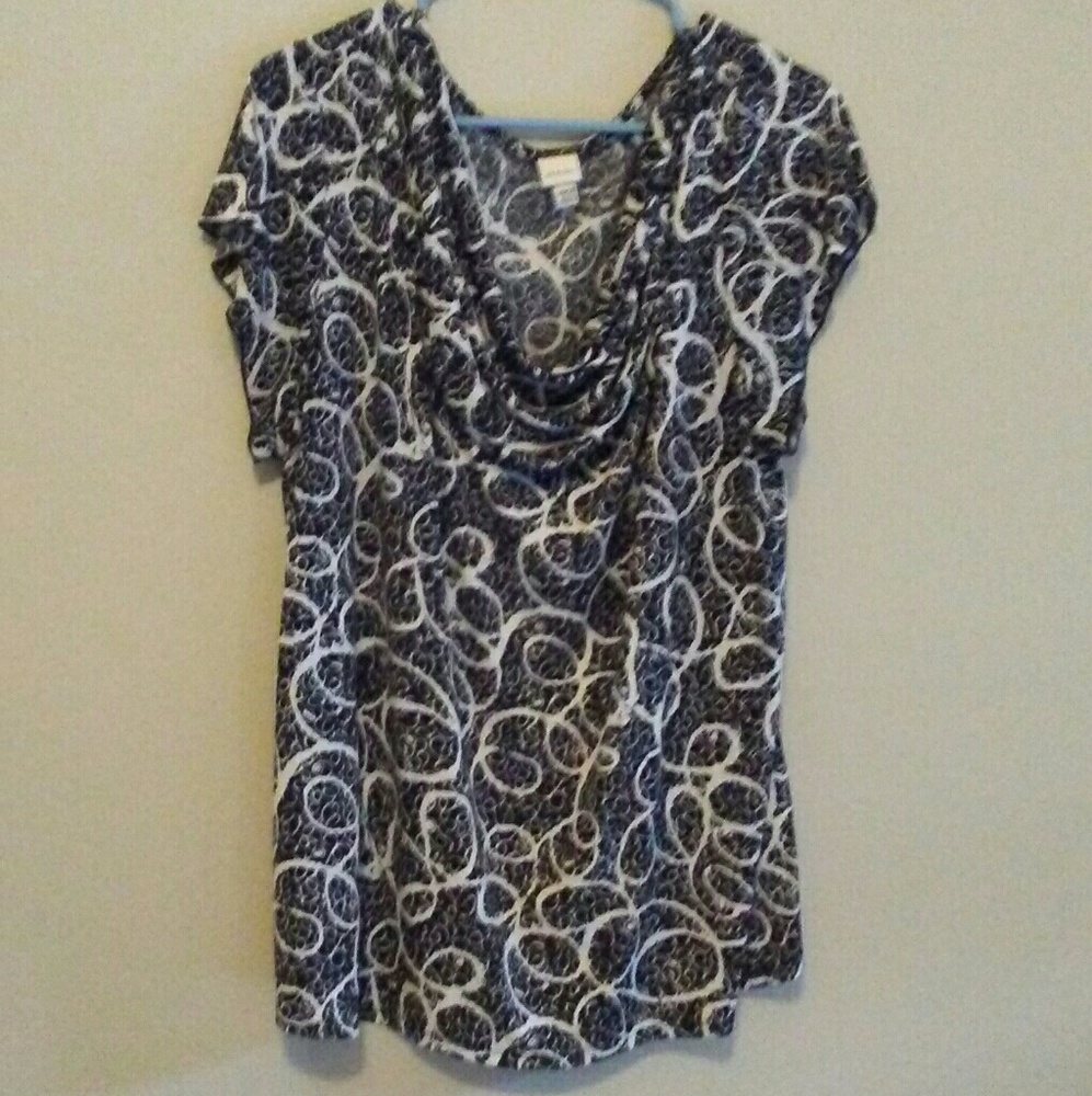 Black and white silky blouse