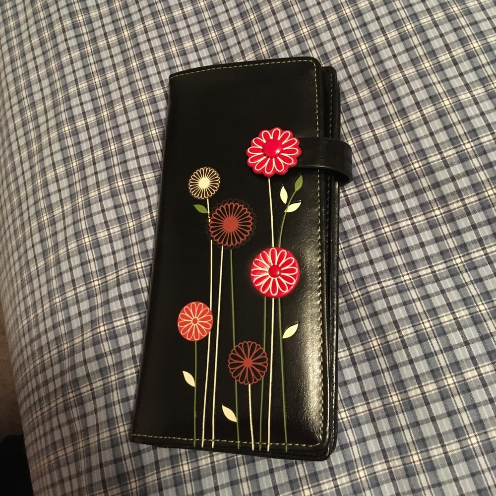 Wallet - Adsa (black with flowers, never used)