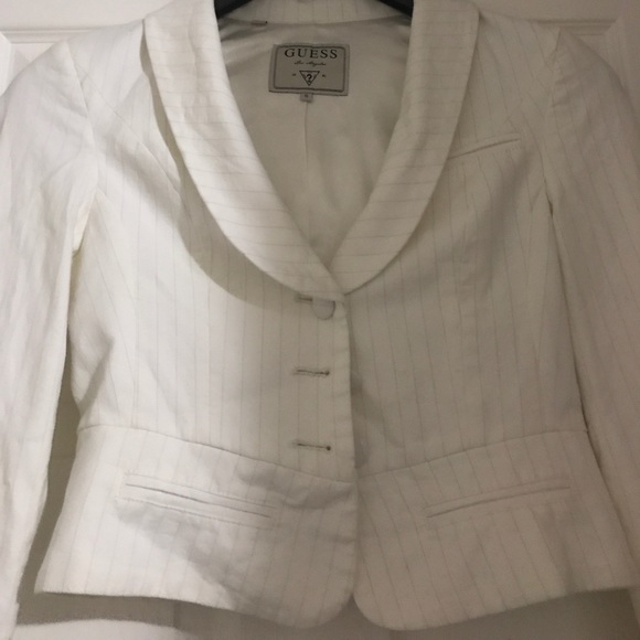 Guess Dress Suit Jacket Blazer Ivory Striped - Picture 2 of 2
