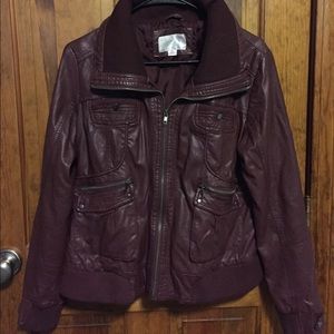 Faux Leather Bomber Jacket Xhilatation