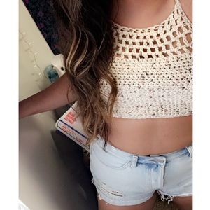 brandy inspired boho crochet halter festival top