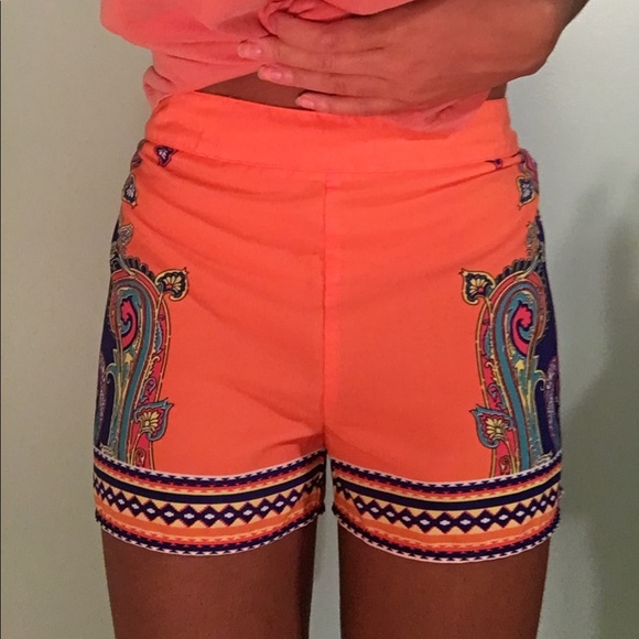 Preppy Orange and Blue Shorts. - Picture 2 of 4