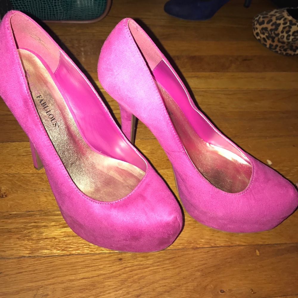 Hot pink platform heels