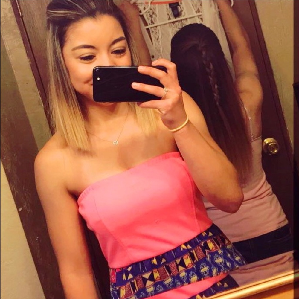 Hot pink high low strapless summer dress!