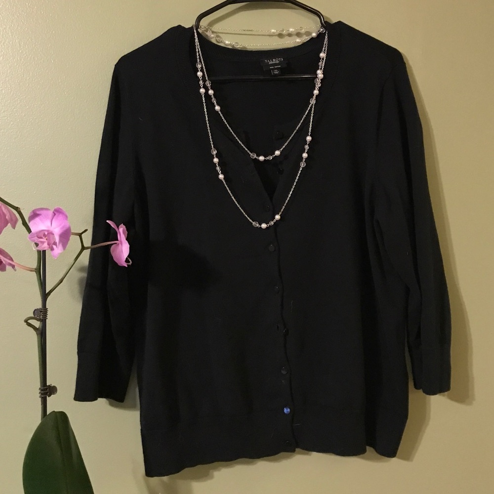 {Talbots} Black Button-Down Cardigan