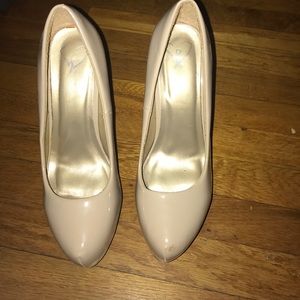 Nude platform high heels