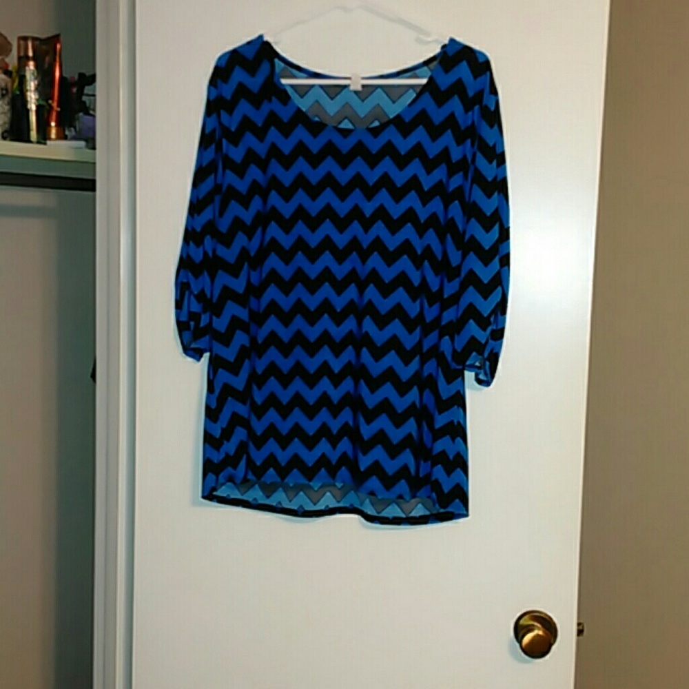 Blue Chevron Blouse