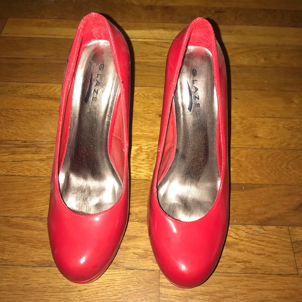 Red platform high heels