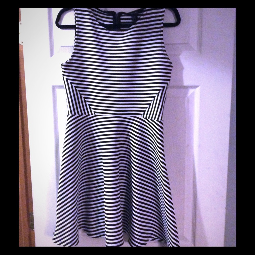 Black and white striped dress