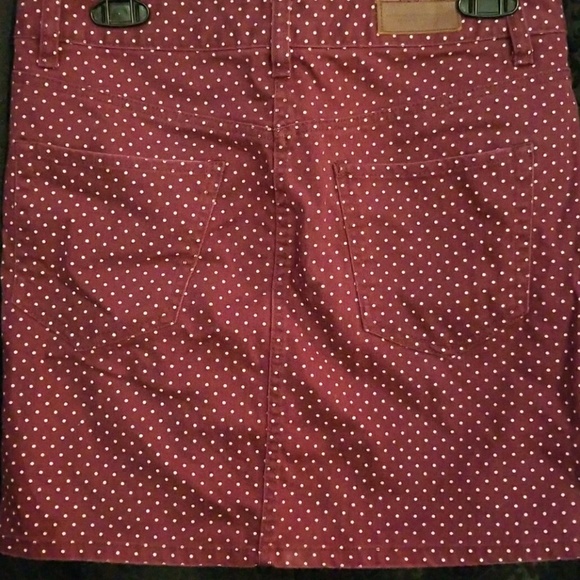 Burgundy polka dot denim skirt - Picture 3 of 4