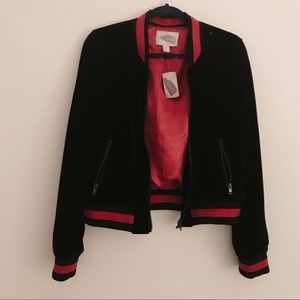Black velour bomber jacket
