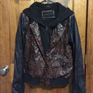 Obey Propaganda Varsity Cheetah Faux Leather Coat