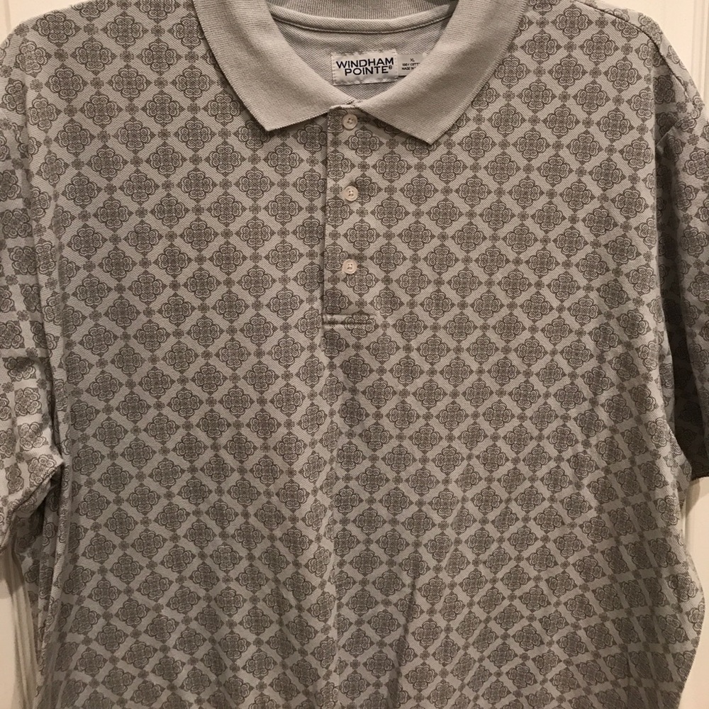 Grey Pattern Collared Polo - Picture 2 of 4