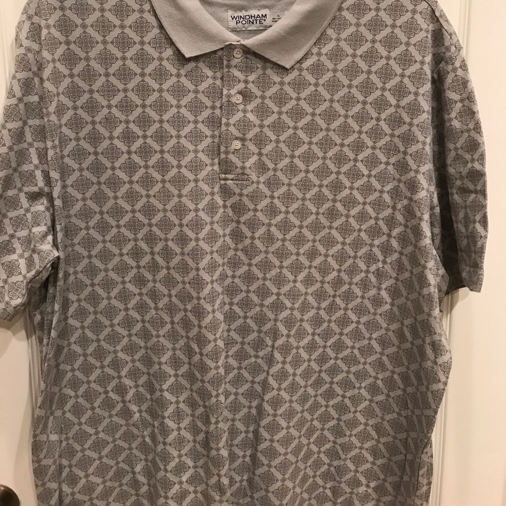 Grey Pattern Collared Polo - Picture 3 of 4