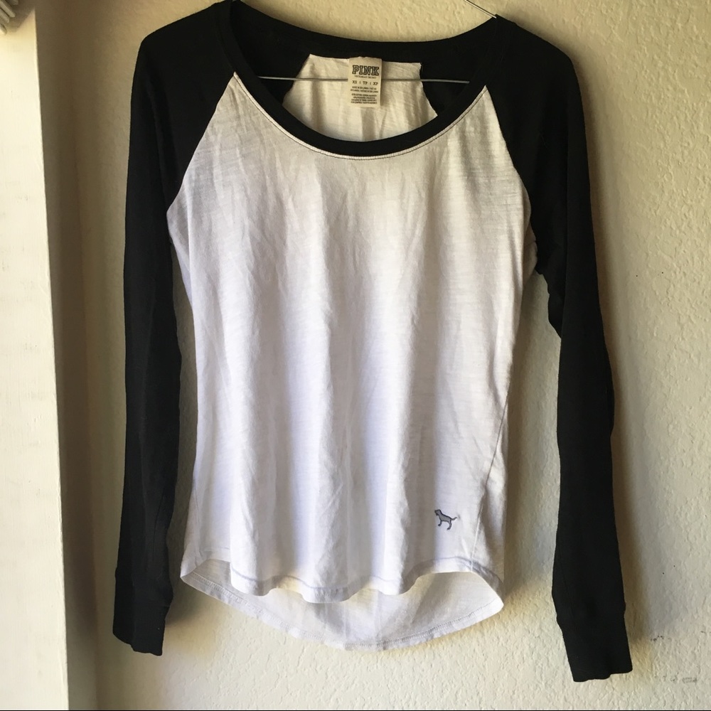 Victoria Secret PINK Black &White Long Sleeve Top