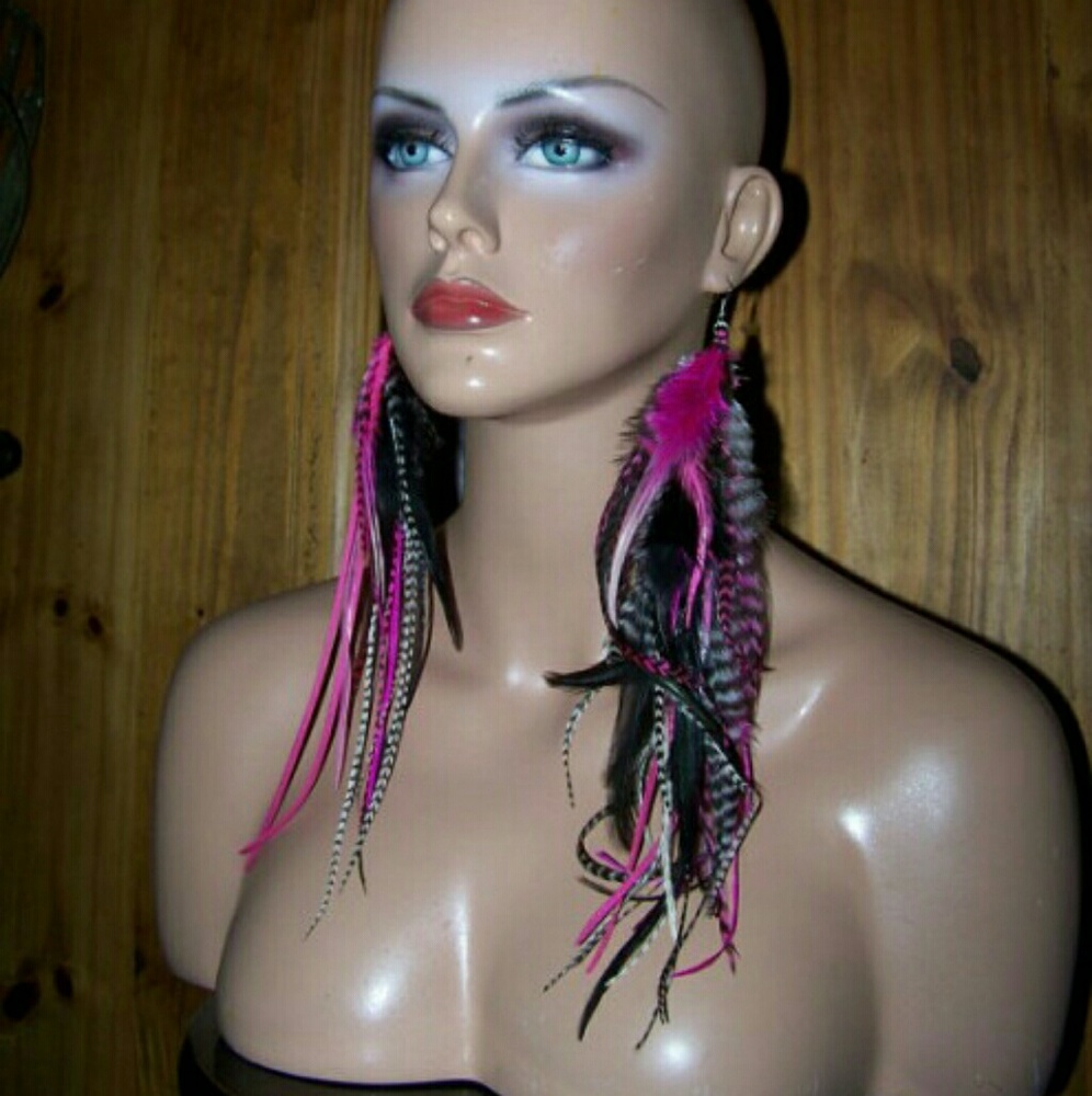 Long Feather Earrings New Handmade