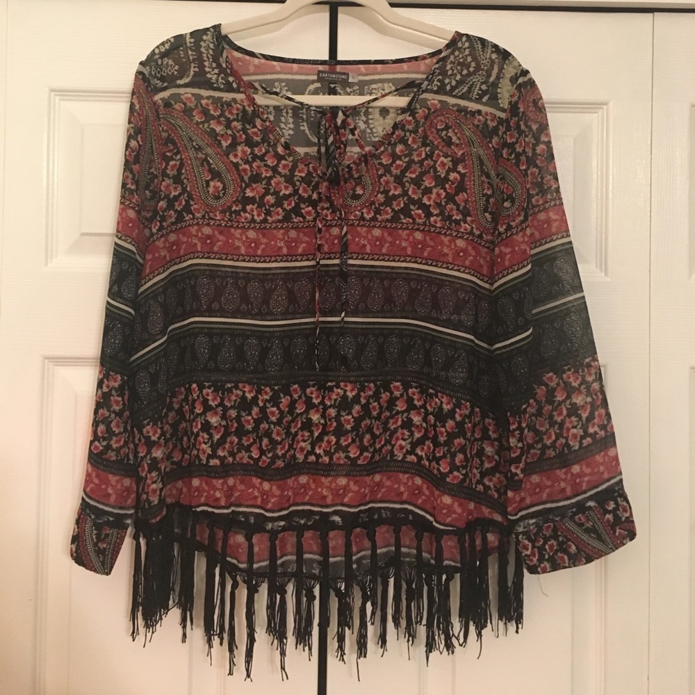 Earthbound sheer patterned top