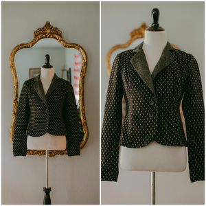 Free People Blazer Diamond Textured Knit Polka Dot