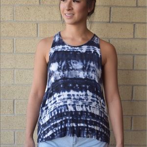 Tie dye, blue, crossed back tank