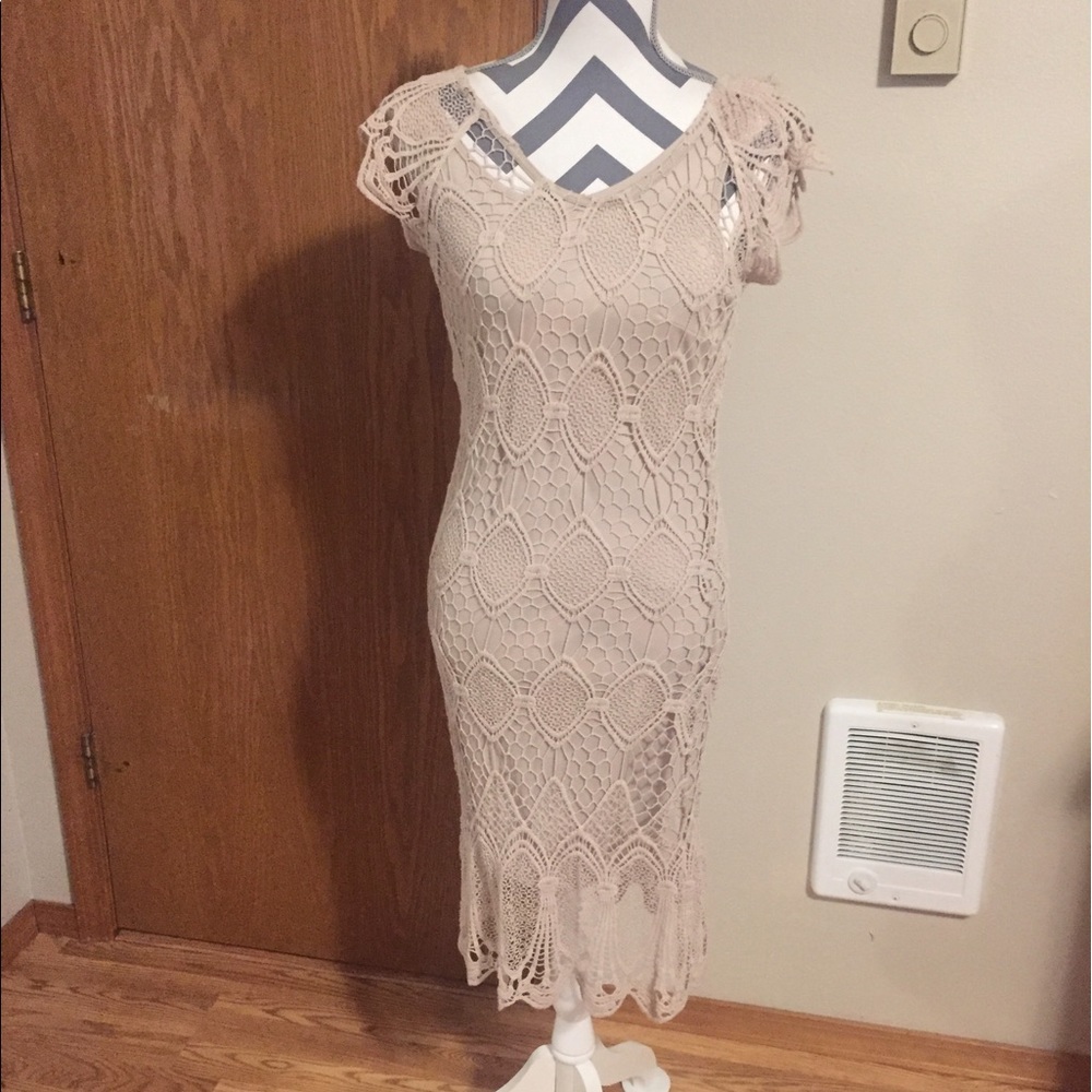 It's Pink Tan Lace Dress